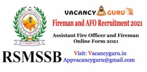 RSMSSB Fireman and AFO Recruitment 2021