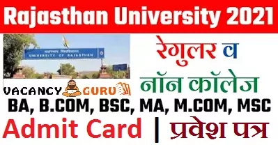 Rajasthan University Admit Card 2021