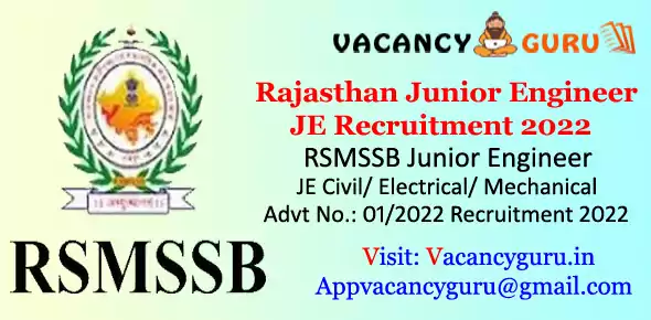 Rajasthan Junior Engineer JE Recruitment 2022