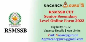 RSMSSB CET Senior Secondary Level Online Form 2022