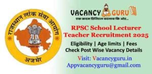 RPSC School Lecturer PGT Teacher Recruitment 2025
