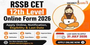 RSSB CET 12th Level Online Form 2026 RSSB CET 12th Level Online Form 2026 Apply Online